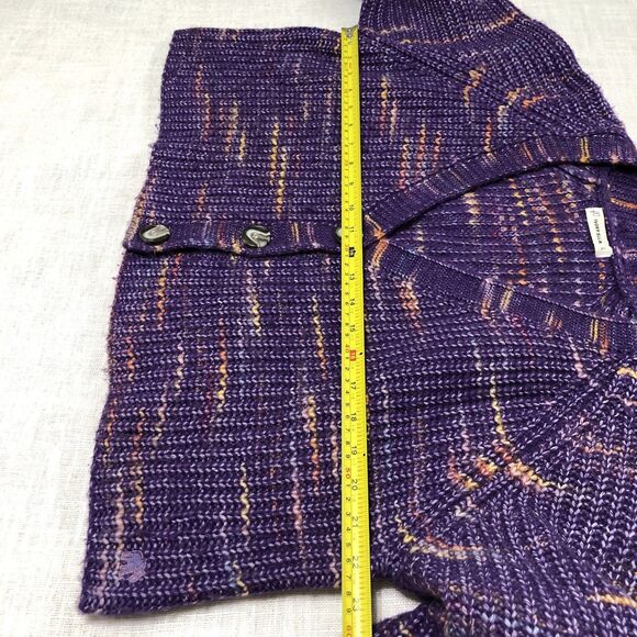 Ivory Ella Oversized Cropped Cardigan Sweater Women's L Purple Chunky Cozycore - Picture 9 of 11